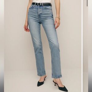 Reformation Light Blue Straight Leg Jeans